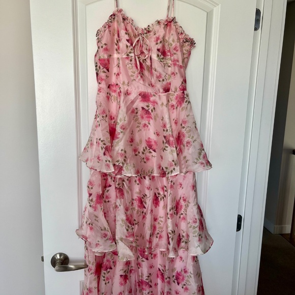 Lulus Immaculate Cutie pink floral midi dress - Picture 3 of 8